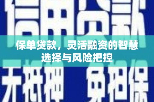 门头沟保单贷款，灵活融资的智慧选择与风险把控