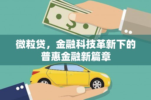 门头沟微粒贷，金融科技革新下的普惠金融新篇章